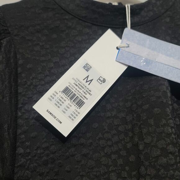 Samsoe & Samsoe Harriet Short One-Piece Romper Medium Black NWT Puff Sleeve - Picture 6 of 7